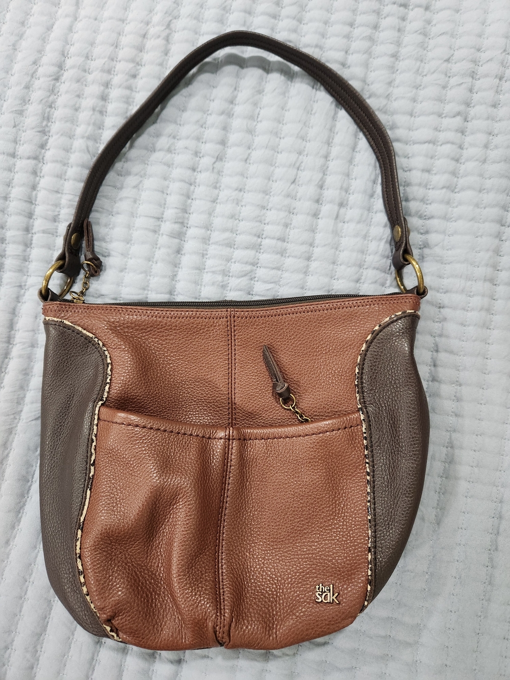The Sak Two-Tone Brown/Tan Leather Hobo Bag